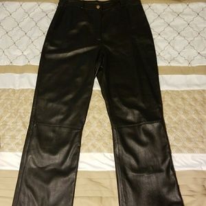 St John Sport Size 14 Leather Pants Straight Legs